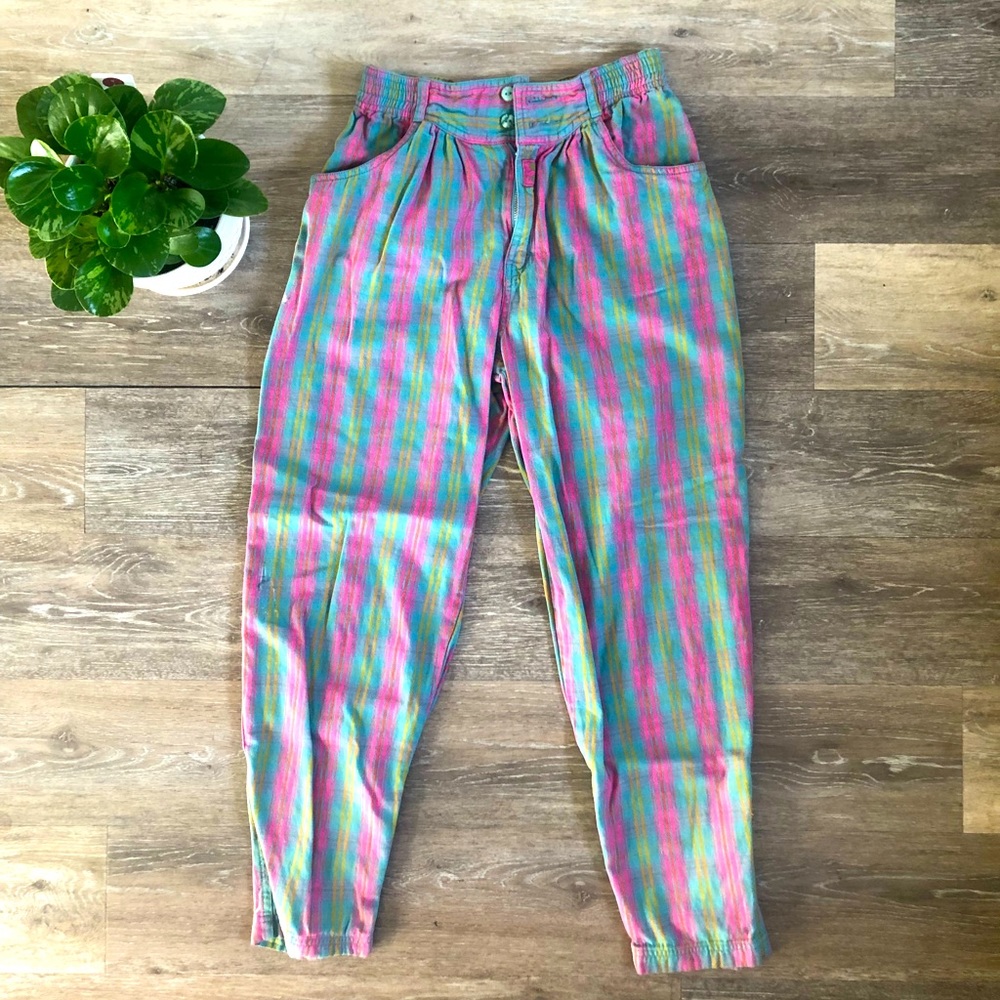 Vintage High Waisted Plaid Pants